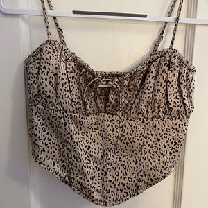 Glasson Satin Animal Ruched Bust Corset Top Size US 4